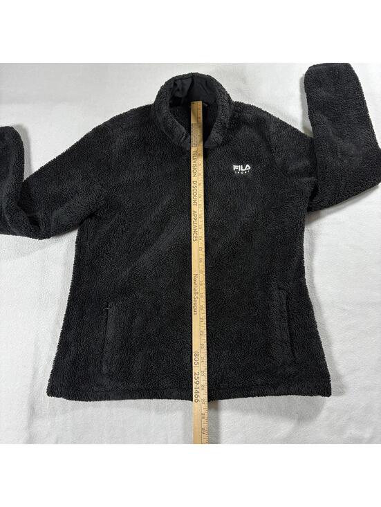 Sherpa Fleece Jacket Full Zip Black FILA Sport XL Cozy Streetwear Outdoor - Picture 5 of 8